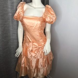 80s prom dress size 5 peach vintage prom bow